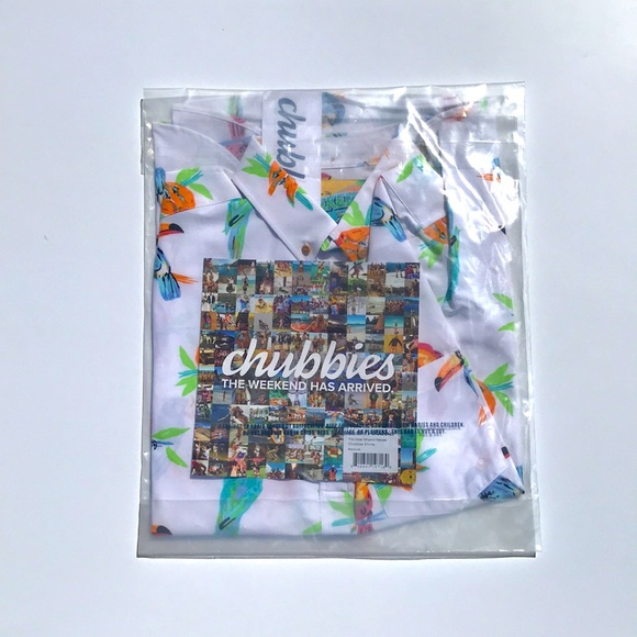 Chubbies Mens Dude Where’s Macaw silky shirt NWT - Picture 5 of 5